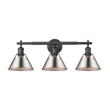 Golden 3306-BA3 BLK-PW - Yep by Golden Lighting Orwell 3-light Vanity in Matte Black and Pewter shade